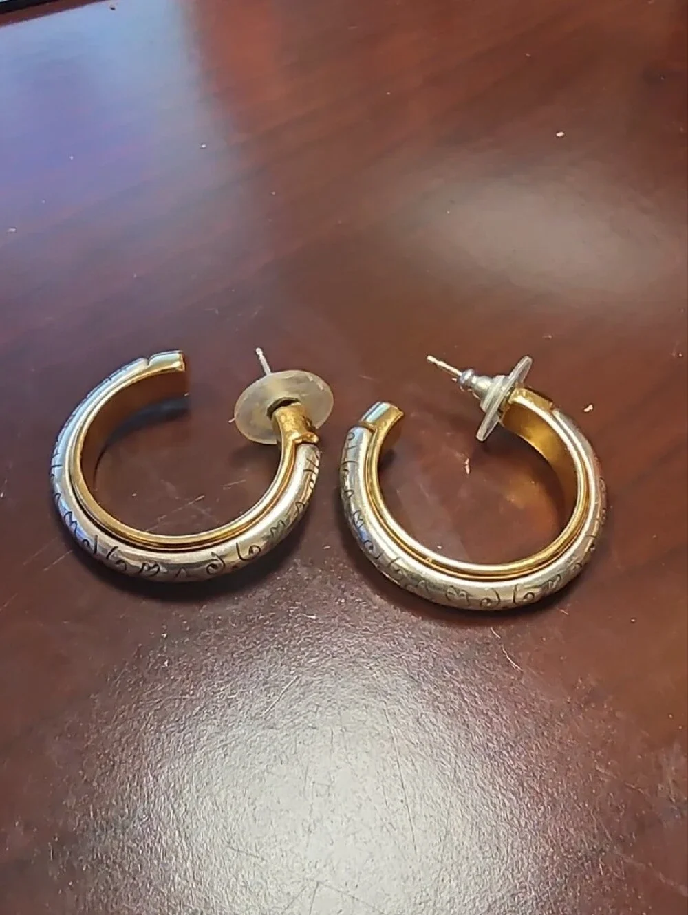 Brighton Gold-Tone Engraved Hoop Earrings - Picture 3 of 3